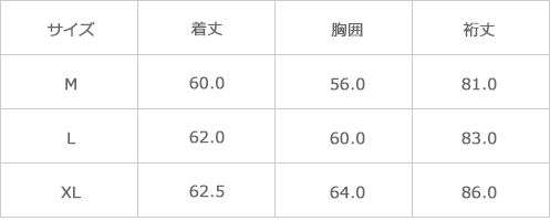 サイズ表