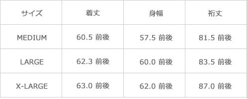 サイズ表