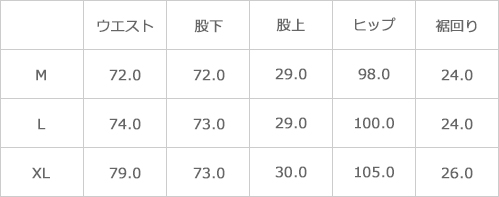 サイズ表