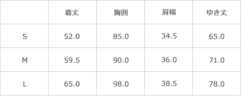 サイズ表