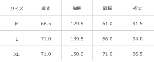 サイズ表