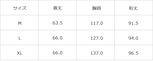 サイズ表