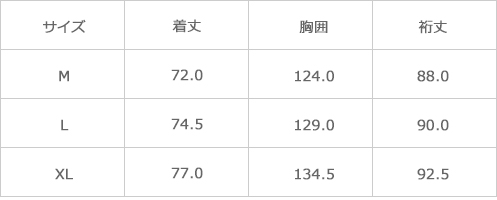サイズ表