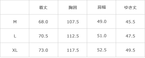 サイズ表